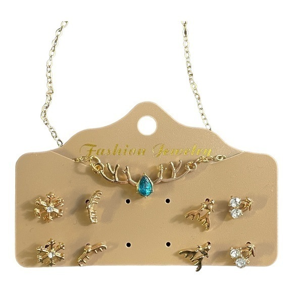 Reindeer Set of 4 Earring + Necklace - Picture 1 of 6